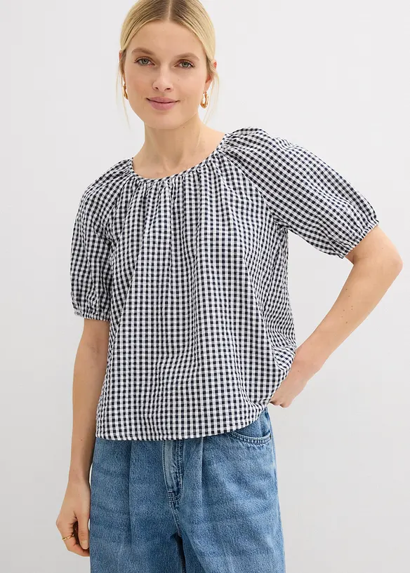 Kortermet bluse i 100% bomull, bonprix