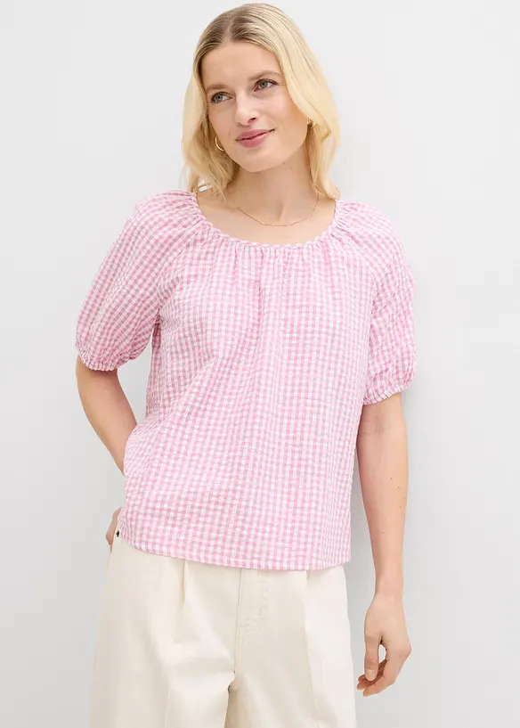Kortermet bluse i 100% bomull, bonprix