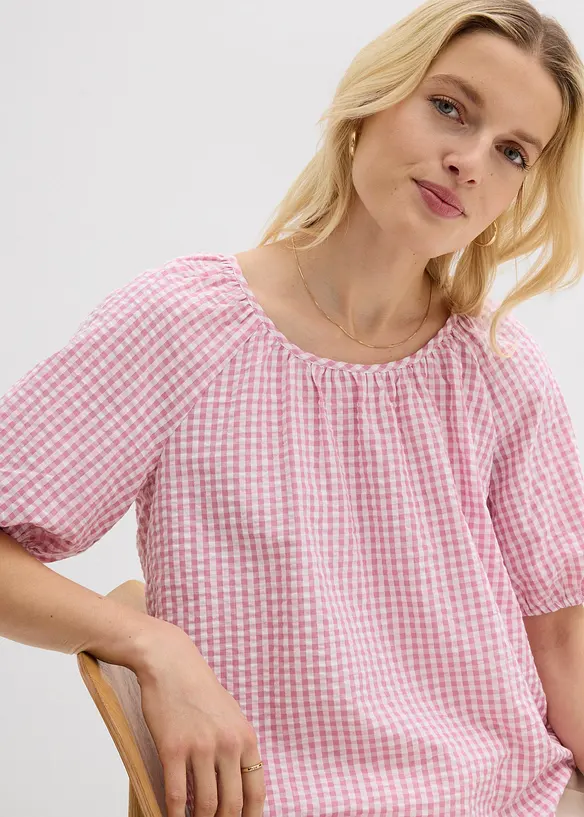 Kortermet bluse i 100% bomull, bonprix