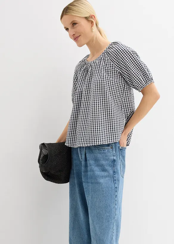 Kortermet bluse i 100% bomull, bonprix