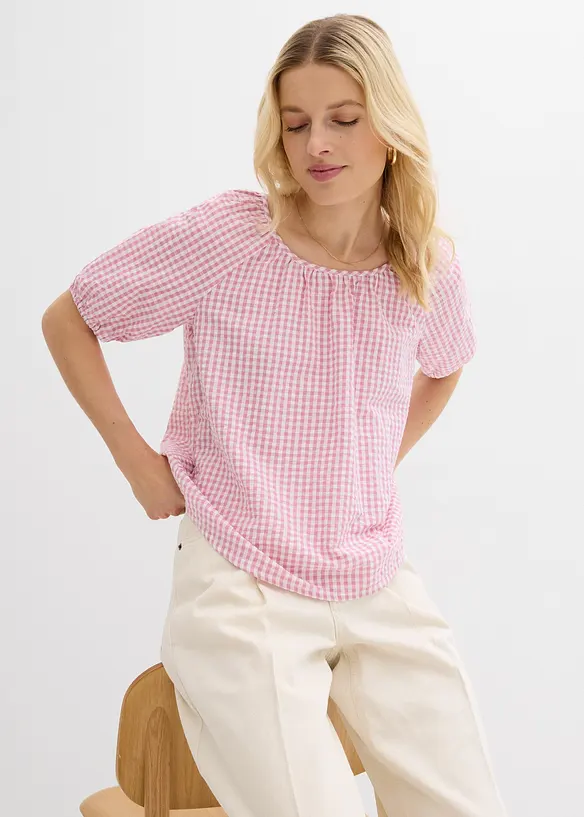 Kortermet bluse i 100% bomull, bonprix