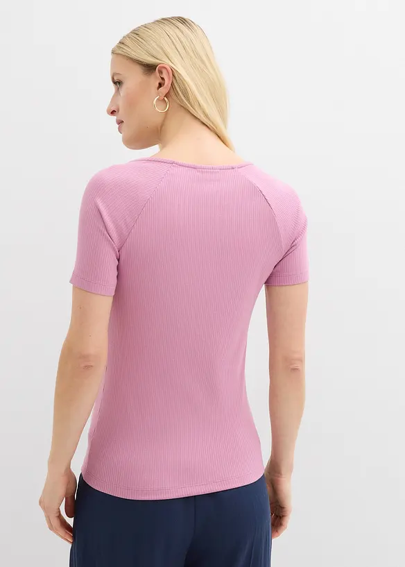Ribbet topp i viskosemiks, bonprix