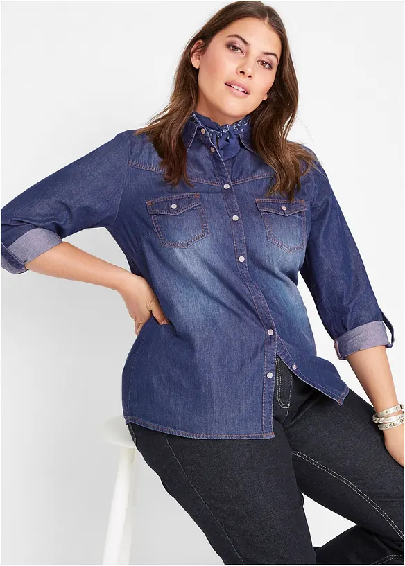 Denimskjorte i 100% &oslash;kologisk bomull, bonprix