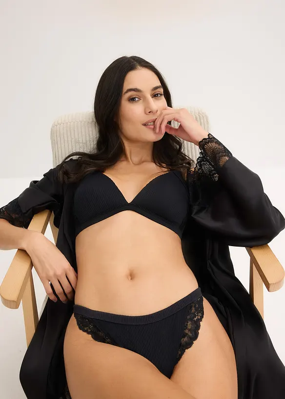 Tanga stringtruse med ribb, bonprix