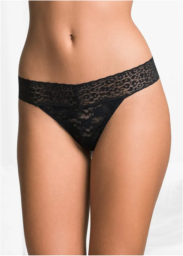 Tanga-stringtruse i blondemateriale (2-pack), bonprix