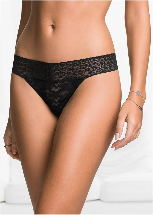 Tanga-stringtruse i blondemateriale (2-pack), bonprix