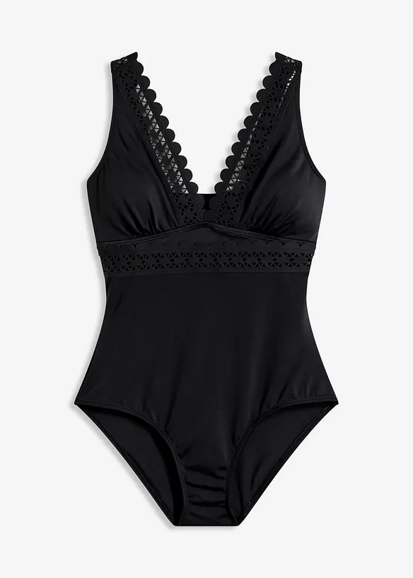 Badedrakt med Laser-Cut-innfellinger, bonprix