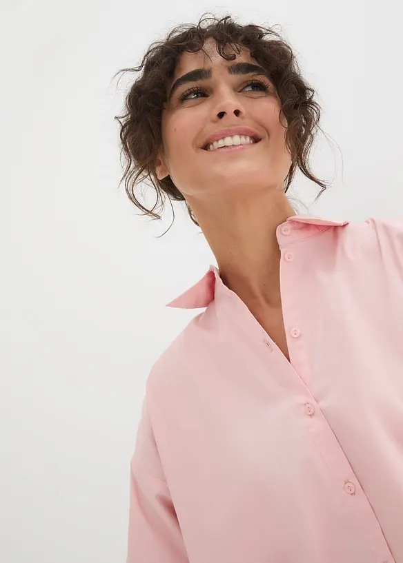 Oversized skjorte i bomull med 3/4-lange ermer, bonprix