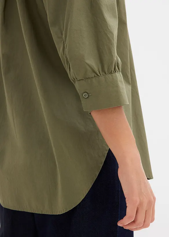 Oversized skjorte i bomull med 3/4-lange ermer, bonprix