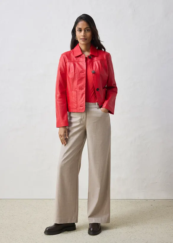 Kort skinnjakke av lammenappa, bonprix