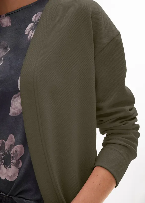 Lang sweatjakke i myk bomullsmiks, bonprix