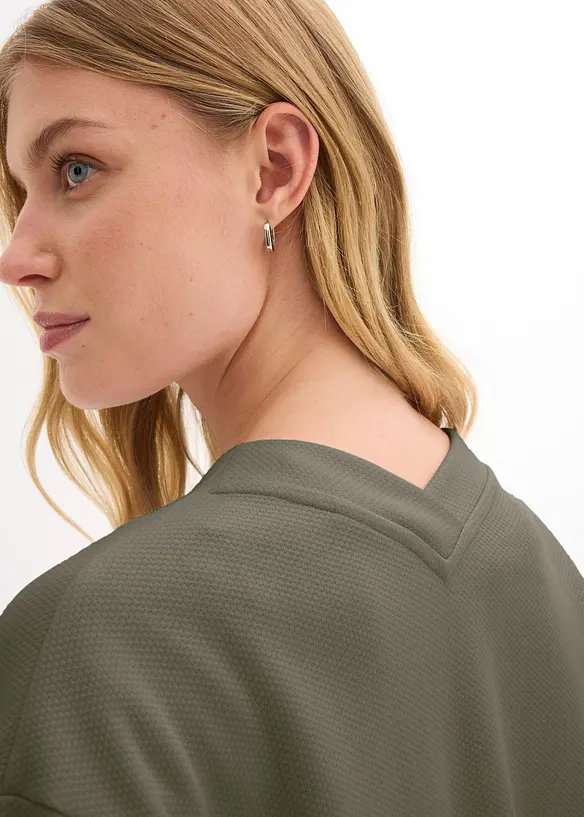 Lang sweatjakke i myk bomullsmiks, bonprix