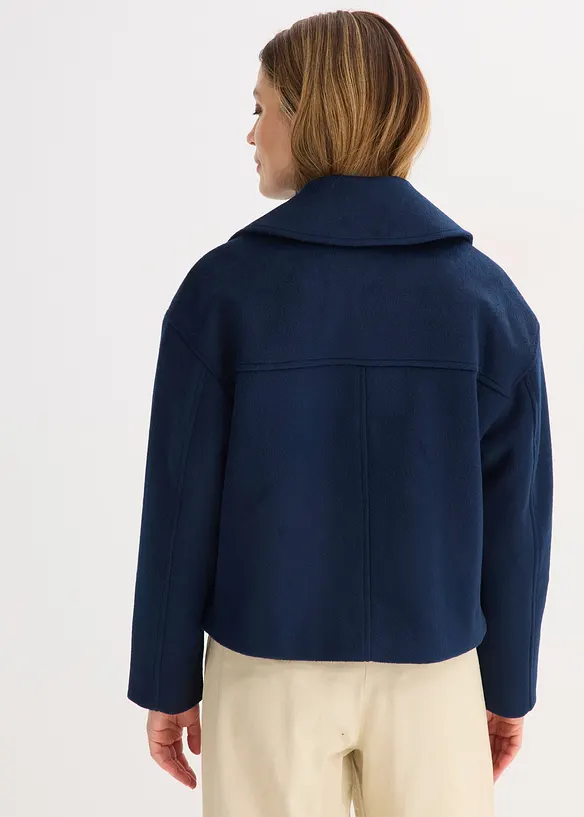 Oversized, kort trenchcoat i ullstil, bonprix