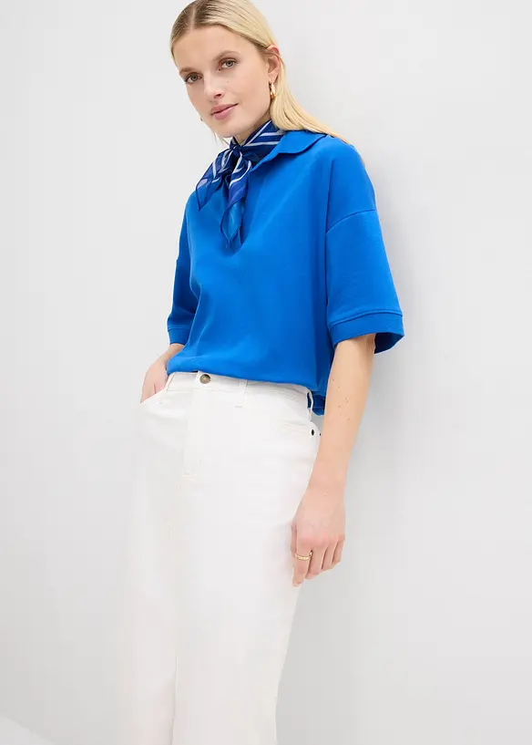 Jeansskj&oslash;rt i midilengde, bonprix