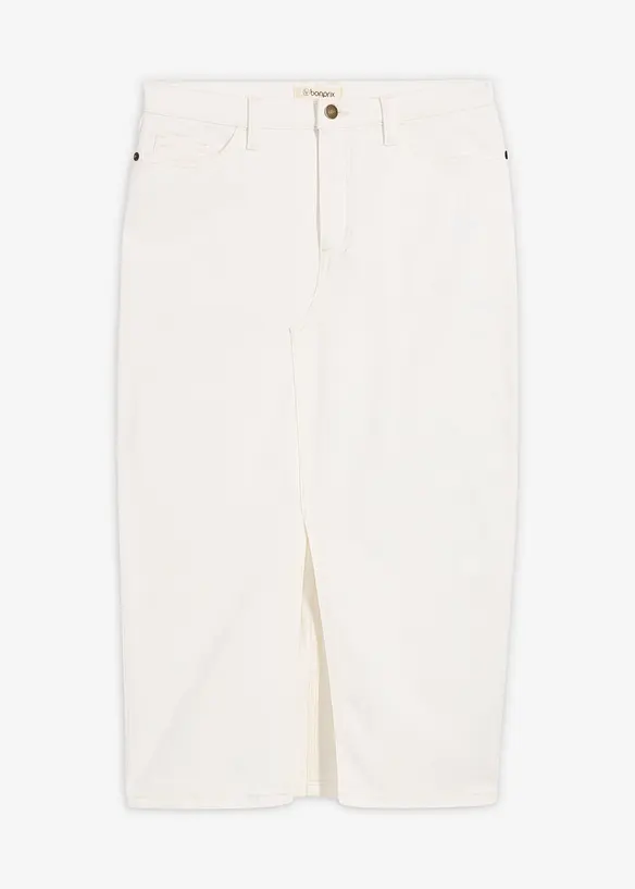 Jeansskj&oslash;rt i midilengde, bonprix