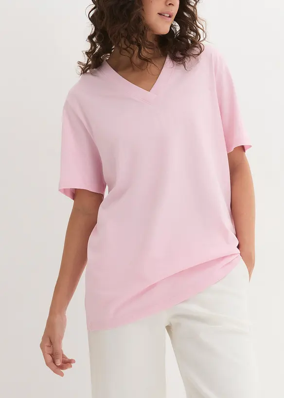 Vid, lang topp med V-hals, kortermet (5-pack), bonprix