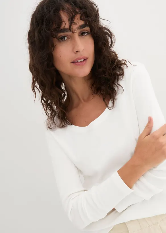 Langermet topp i 100% &oslash;kologisk bomull, bonprix