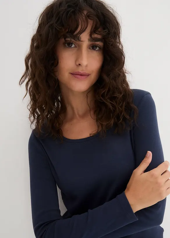 Langermet topp i 100% &oslash;kologisk bomull, bonprix