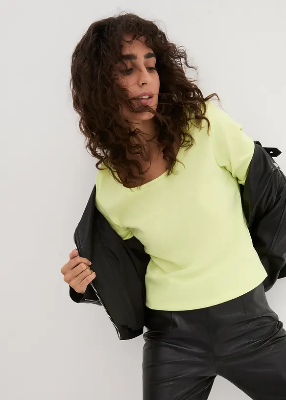 Langermet topp i 100% &oslash;kologisk bomull, bonprix