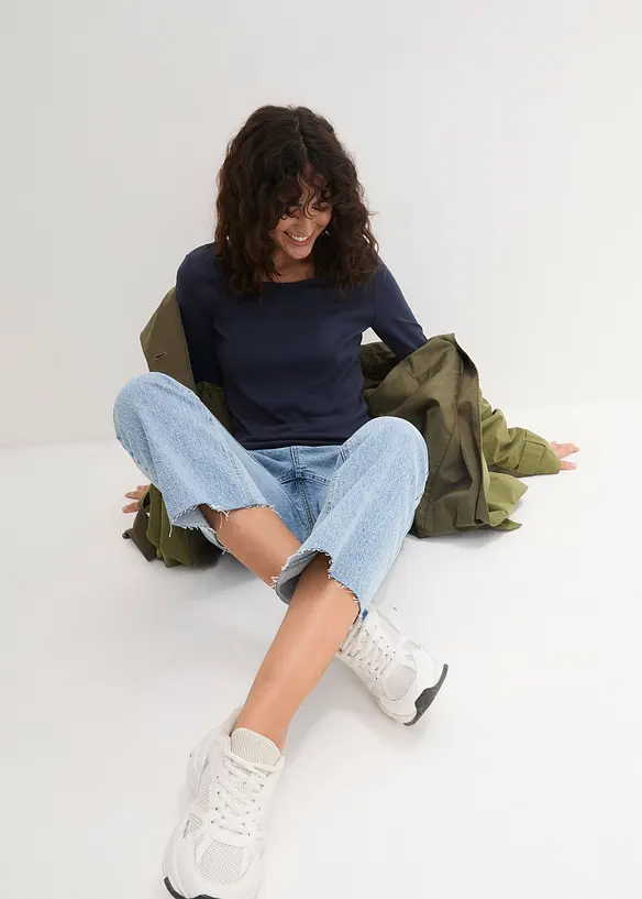 Langermet topp i 100% &oslash;kologisk bomull, bonprix