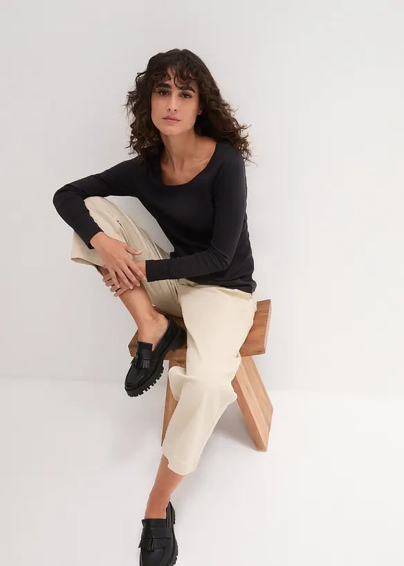 Langermet topp i 100% &oslash;kologisk bomull, bonprix