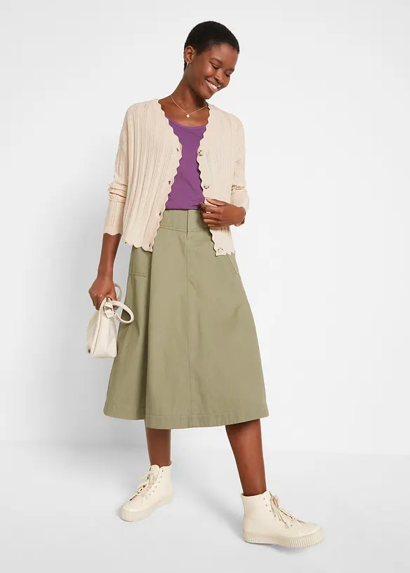 Kort strikkejakke med hullm&oslash;nster, bonprix