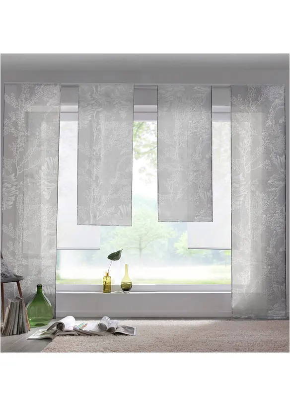 Panelgardin med blomsterm&oslash;nster (1-pack), bonprix