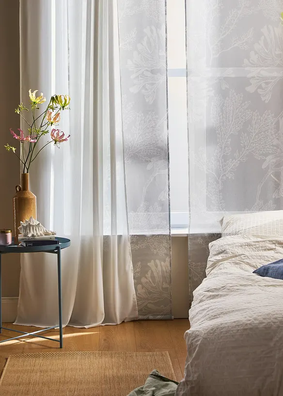 Panelgardin med blomsterm&oslash;nster (1-pack), bonprix