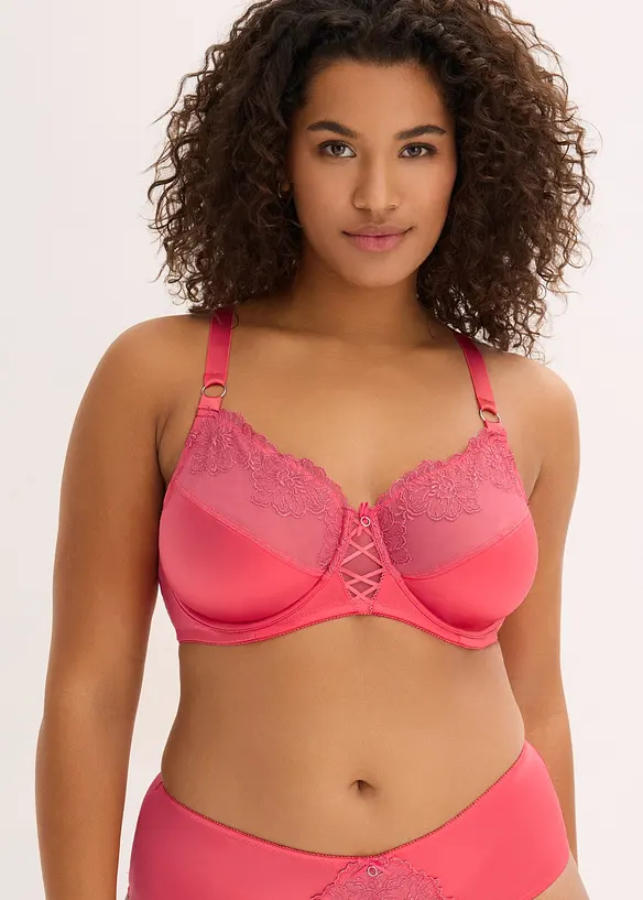 Minimizer-BH med b&oslash;yle og blomstrete glitterbroderi, bonprix