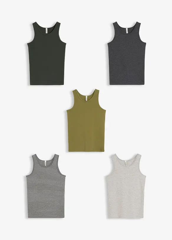 Singlet med myk bomull (5-pack), bonprix