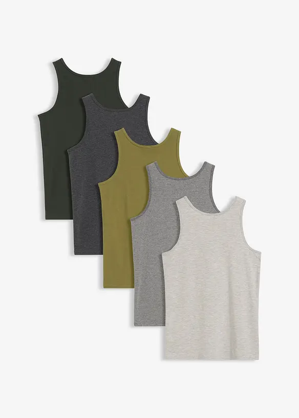Singlet med myk bomull (5-pack), bonprix