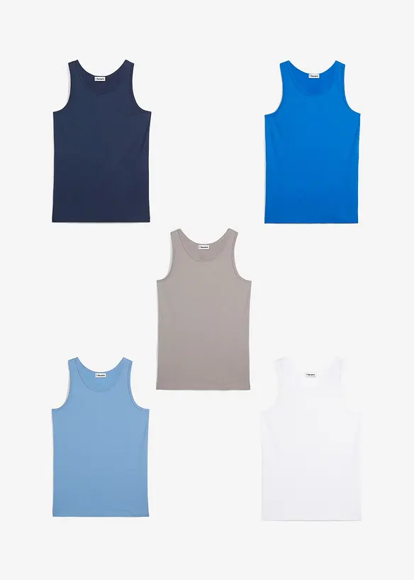 Singlet med myk bomull (5-pack), bonprix