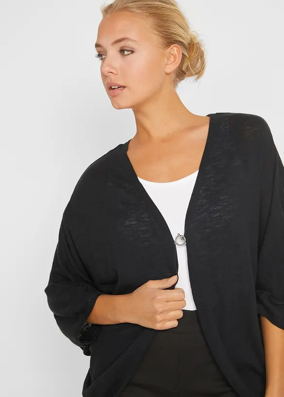 Finstrikket cardigan i 100% bomull, bonprix