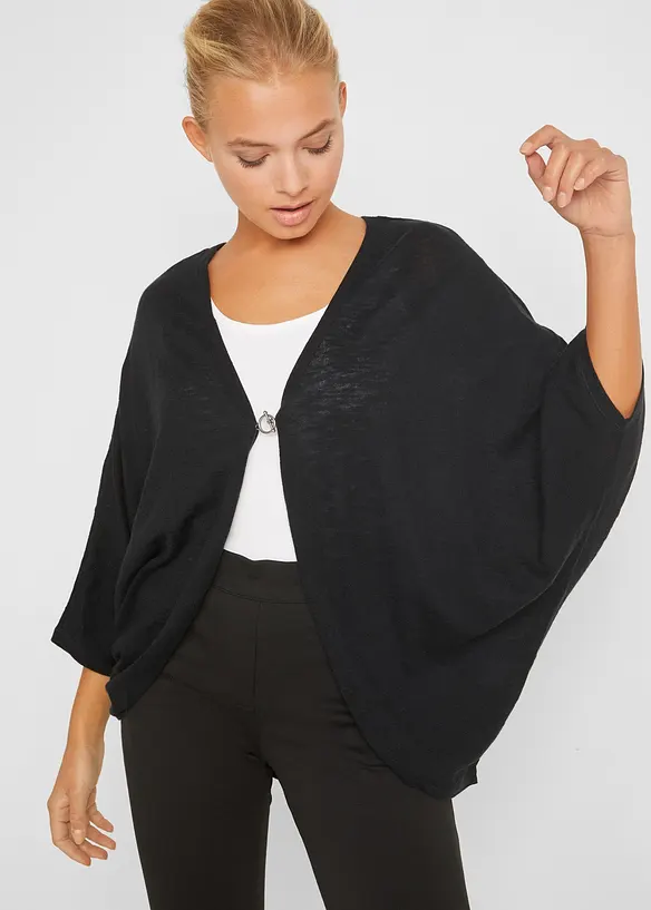 Finstrikket cardigan i 100% bomull, bonprix