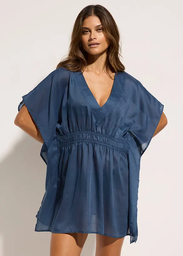 Transparent strandtunika med V-hals, bonprix