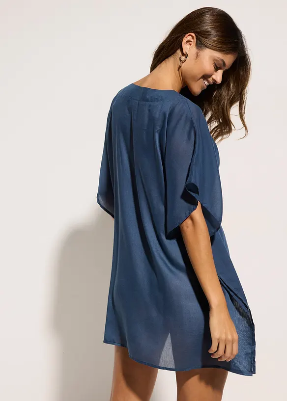 Transparent strandtunika med V-hals, bonprix