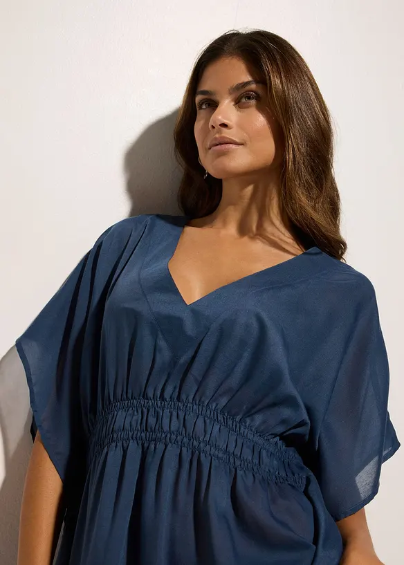 Transparent strandtunika med V-hals, bonprix