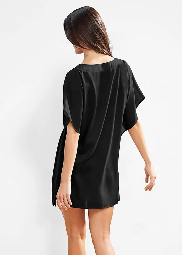 Transparent strandtunika med V-hals, bonprix