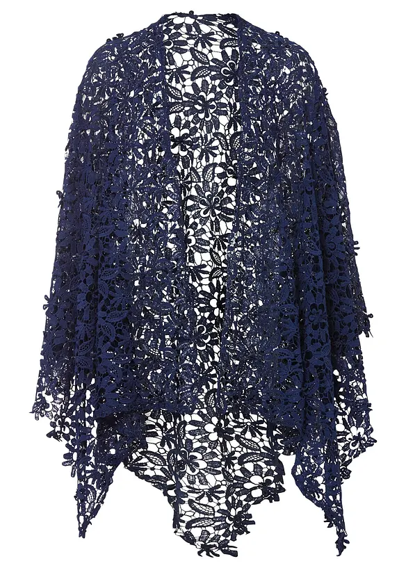 Poncho med blonder i heklet stil, bonprix