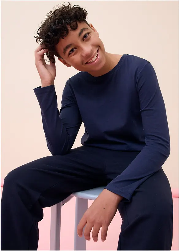 Langermet topp med &oslash;kologisk bomull (5-pack), bonprix