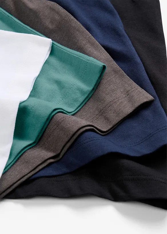 Langermet topp med &oslash;kologisk bomull (5-pack), bonprix