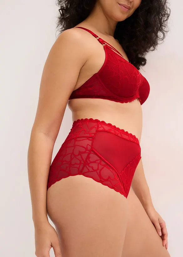 Truse med h&oslash;y midje og hjerteblonder, bonprix