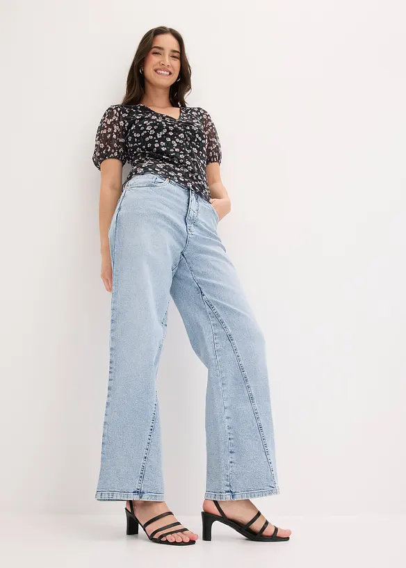 Wide Leg-jeans, High Waist, Low Stretch, bonprix