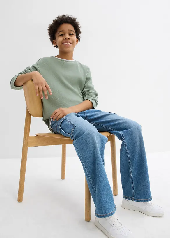 Langermet shirt i 100% bomull med vaffelm&oslash;nster, bonprix