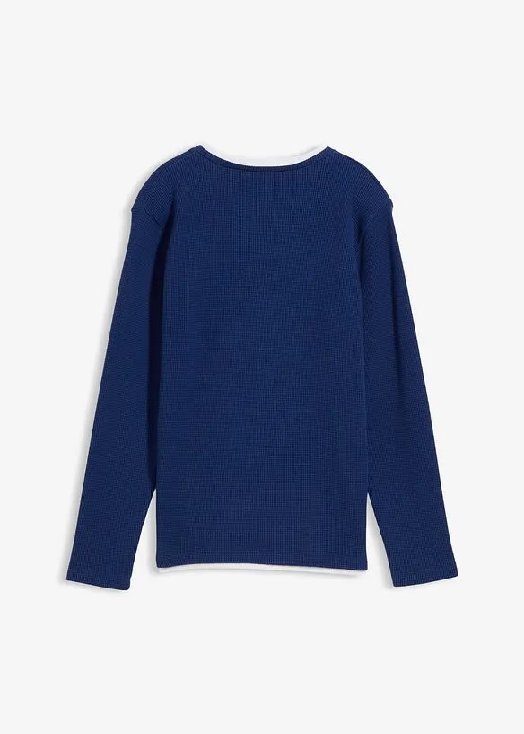 Langermet shirt i 100% bomull med vaffelm&oslash;nster, bonprix