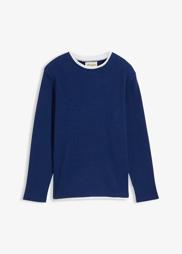 Langermet shirt i 100% bomull med vaffelm&oslash;nster, bonprix