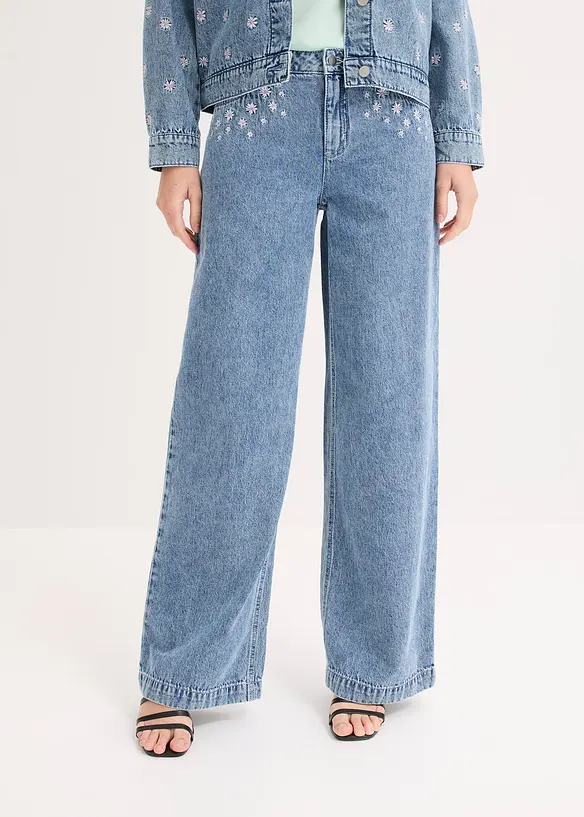 Wide leg-jeans, Mid Waist, bonprix