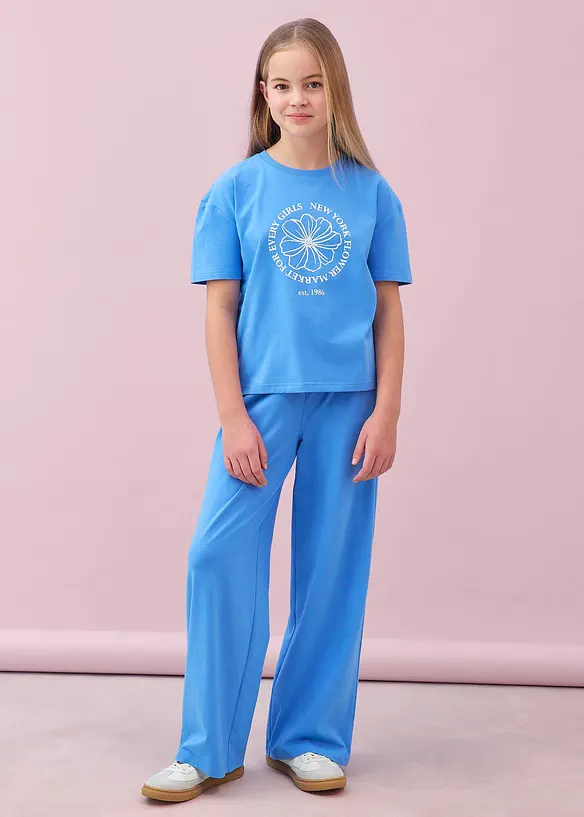 Topp og jerseybukse (sett i 2 deler) av elastisk bomullsmiks, bonprix