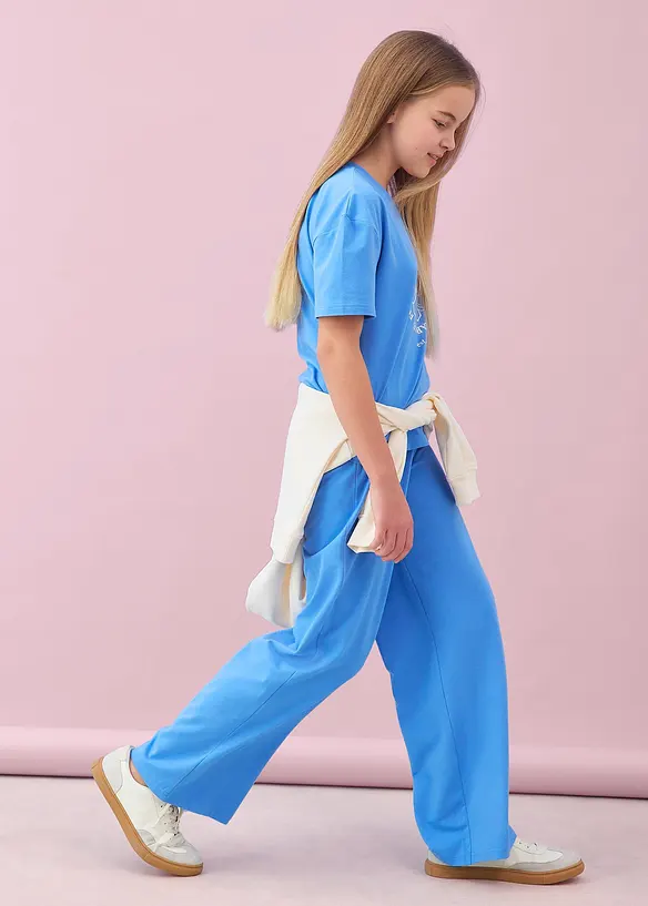 Topp og jerseybukse (sett i 2 deler) av elastisk bomullsmiks, bonprix