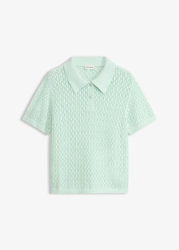 Genser i 100% bomull med hullm&oslash;nster, bonprix